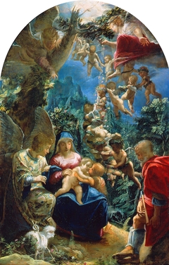 The Holy Family with the infant John the Baptist and angels