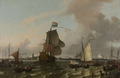 The Man-of-War Brielle on the River Maas off Rotterdam by Ludolf Bakhuysen