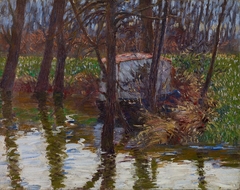 The River Epte with Monet's Atelier-Boat by John Leslie Breck