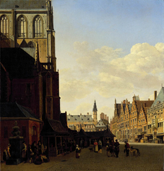 The St. Bavo's with the Fish Market, Haarlem by Gerrit Adriaenszoon Berckheyde