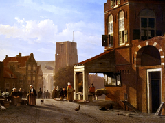 The Woudrichem fish market by Jan Weissenbruch