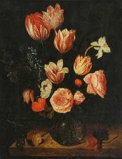 Tulips and other Flowers in a Glass Bowl by manner of Ambrosius Bosschaert
