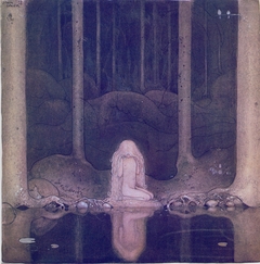Tuvstarr is still sitting there wistfully looking into the water by John Bauer