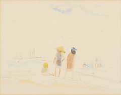 Two Women and Child on Beach by Charles Demuth
