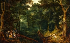 Landscape with robbers sharing loot by Jan Brueghel the Elder