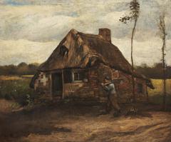 Cottage with a Peasant Coming Back Home by Vincent van Gogh