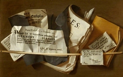 Vanitas Trompe-l’oeil Letter-rack, with Death Notices by Anonymous