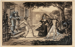 Viel esclave nègre, bathu par sa maitresse par maletendu le Voyageur, son cheval et son chien Fingal by Harro Harring