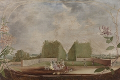 View of a Gloucestershire Country House: A Garden View, with Picnic Party in Center Foreground by Thomas Robbins