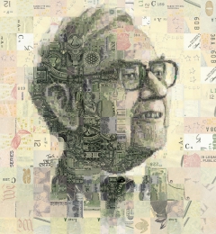 Warren Buffett portrait for Transaero magazine by Charis Tsevis