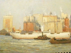 West Indian Fruit Steamer, East River, New York City by Carlton Theodore Chapman