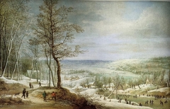 Winter landscape with skaters by Lucas van Uden