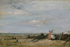 A Beach Scene at Trouville by Eugène Louis Boudin