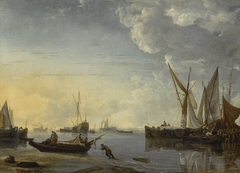 A Calm, with fishermen near a jetty