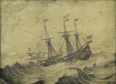 A Dutch Ship in a Stormy Sea by Experiens Sillemans