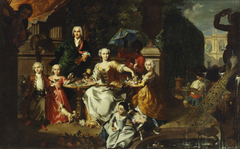 A Family Group on a Terrace in the Grounds of a Villa. Possibly the English Businessman George Jackson and his Family by Carl Marcus Tuscher