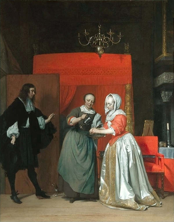 A Man Visiting a Woman Washing her Hands