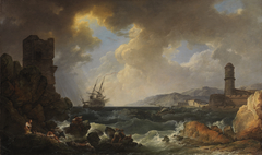 A Storm at the Entrance of a Mediterranean Port by Philip James de Loutherbourg