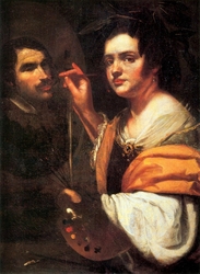 A Woman Painting a Man