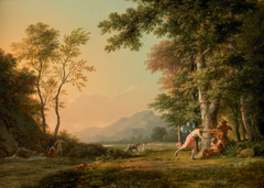 A Wooded Landscape with a Bacchic Scene