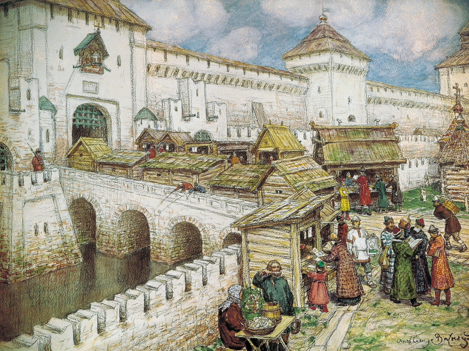Book shops on the Spassky Bridge at the 17 century