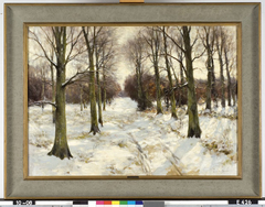 Bospad in de sneeuw by Louis Willem van Soest