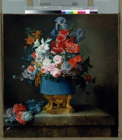 Bouquet of Flowers in a Blue Porcelain Vase by Anne Vallayer-Coster