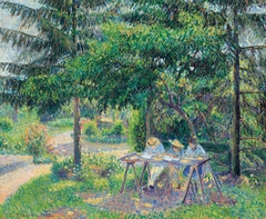 Children Seated at a Table in the Garden, Éragny