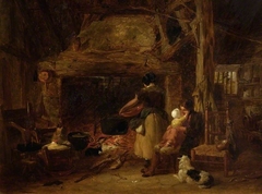 Cottage interior by Frederick Trevelyan Goodall