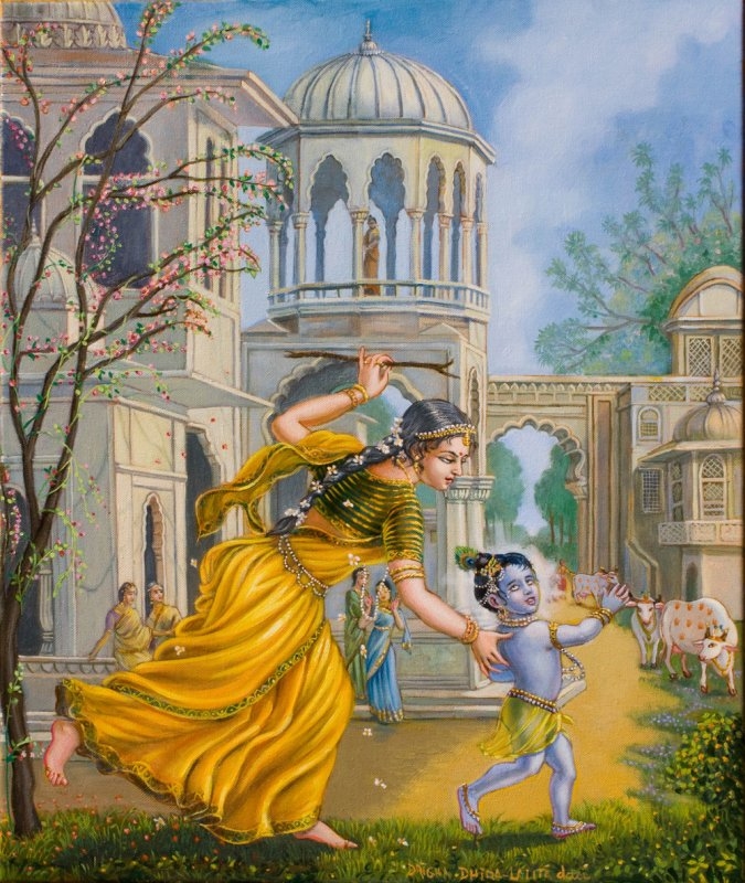 Damodar-Yashoda chasing after baby Krishna