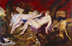 Diana and her Nymphs Spied upon by Satyrs