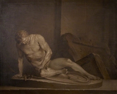 Dying Gaul (Grisaille Paintings of Classical Statuary: a set of eight reproductions of celebrated antiques with the addition of niches, pedestals, classical masonry, trees, etc.) by Louis Gabriel Blanchet