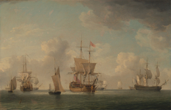 English Ships Under Sail in a Very Light Breeze by Charles Brooking