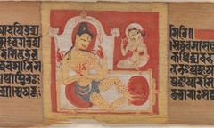 Enthroned Four-armed Bodhisattva, Leaf from a dispersed Pancavimsatisahasrika Prajnaparamita Manuscript by anonymous painter