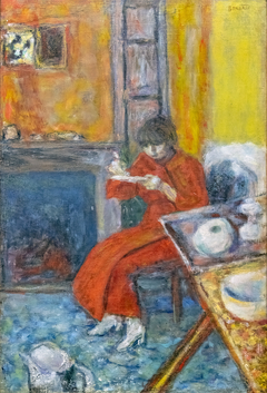 Femme au peignoir rouge by Pierre Bonnard