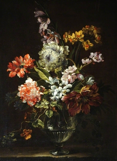 Flowers in a Glass Vase by Jean-Baptiste Monnoyer