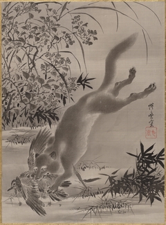 Fox Catching Bird by Kawanabe Kyōsai