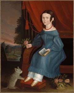 Girl with a Gray Cat by Anonymous