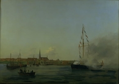 Havnen ved Nyborg. I forgrunden kutteren "Neptun"