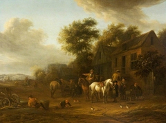 Horsemen outside a Cottage by Barent Gael