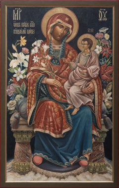Icon of Holy Mother of God Unfading Flower by Pavel Korzukhin
