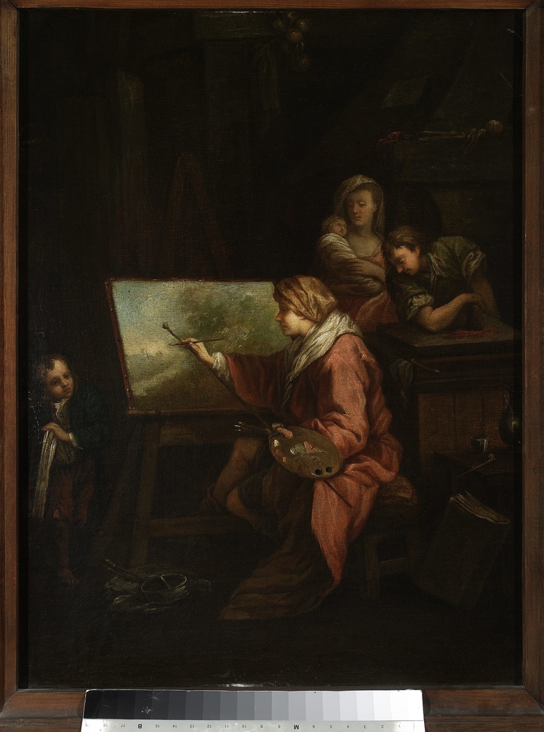 In the painter's studio (“Le peintre de paysage” or “Le peintre a son chevalet”)