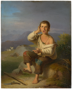 Injured shepherd boy by Johann Baptist Kirner