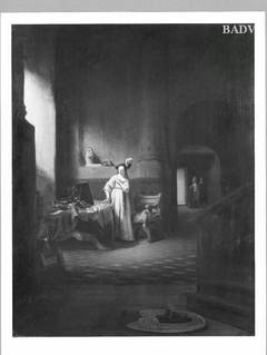 interior with woman by Christoffel Bisschop