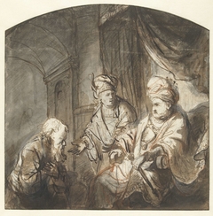 Jozef stelt zijn vader aan de Farao voor by Ferdinand Bol