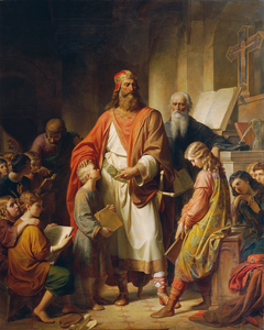 Karl der Große tadelt die nachlässigen Schüler by Karl von Blaas