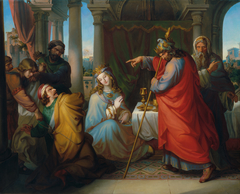 König Ahasver verurteilt Haman zum Tode by Anton Petter
