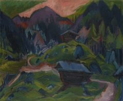Kummeralp Mountain and Two Sheds by Ernst Ludwig Kirchner