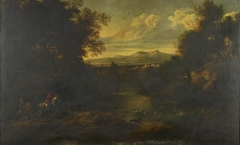 Landscape with a Stag Hunt by Anonymous