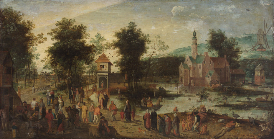 Landscape with castle and tavern